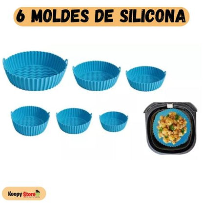 CleanFry ®: Kit de 6 Moldes de silicona para Freidora de aire + RECETARIO Y ENVÍO GRATIS